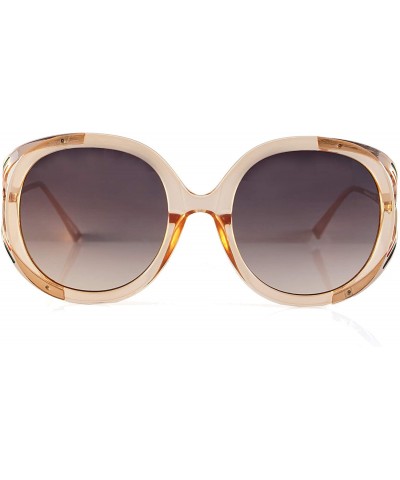 Square Oversize Luxury Open Metal Temple Round Square Sunglasses A269 - Amber Black - C018R54ZZU2 $15.27