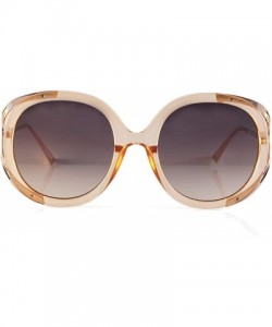 Square Oversize Luxury Open Metal Temple Round Square Sunglasses A269 - Amber Black - C018R54ZZU2 $15.27