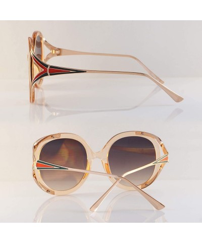 Square Oversize Luxury Open Metal Temple Round Square Sunglasses A269 - Amber Black - C018R54ZZU2 $15.27