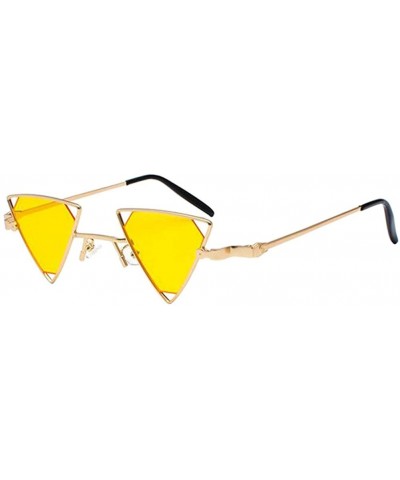 Shield Retro Metal Punk Triangle Frame Polarized UV400 Protection Sunglasses - Yellow - CL18D6RWDOR $15.44