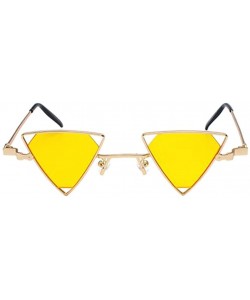 Shield Retro Metal Punk Triangle Frame Polarized UV400 Protection Sunglasses - Yellow - CL18D6RWDOR $15.44