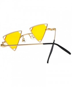 Shield Retro Metal Punk Triangle Frame Polarized UV400 Protection Sunglasses - Yellow - CL18D6RWDOR $15.44