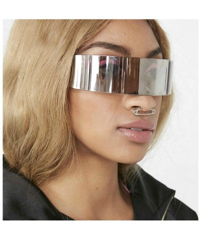 Square Fashion Mirror Futuristic Sunglasses Eyewear - Silver - CW18Z2IQ76I $10.28