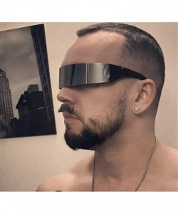 Square Fashion Mirror Futuristic Sunglasses Eyewear - Silver - CW18Z2IQ76I $10.28