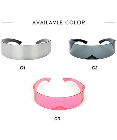 Square Fashion Mirror Futuristic Sunglasses Eyewear - Silver - CW18Z2IQ76I $10.28