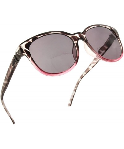 Round Cateye Bifocal Reading Sunglasses for Women Sunglass Readers with Designer Style - Black/Pink - CA17AYT6QEU $40.71