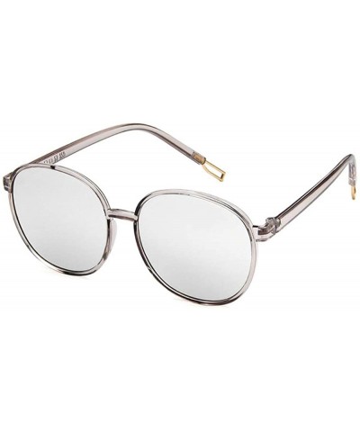 Round Women Fashion Eyewear Round Transparent 21SUNglasses with Case UV400 - Transparent White Frame/White Mercury Lens - CU1...