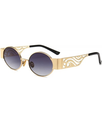 Rimless Men's and women's Fashion Resin lens Oval Frame Retro Sunglasses UV400 - Gold Gray - CO18NNXE8TQ $11.85