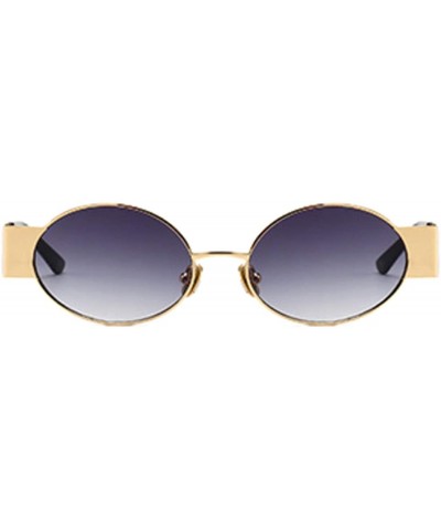 Rimless Men's and women's Fashion Resin lens Oval Frame Retro Sunglasses UV400 - Gold Gray - CO18NNXE8TQ $11.85