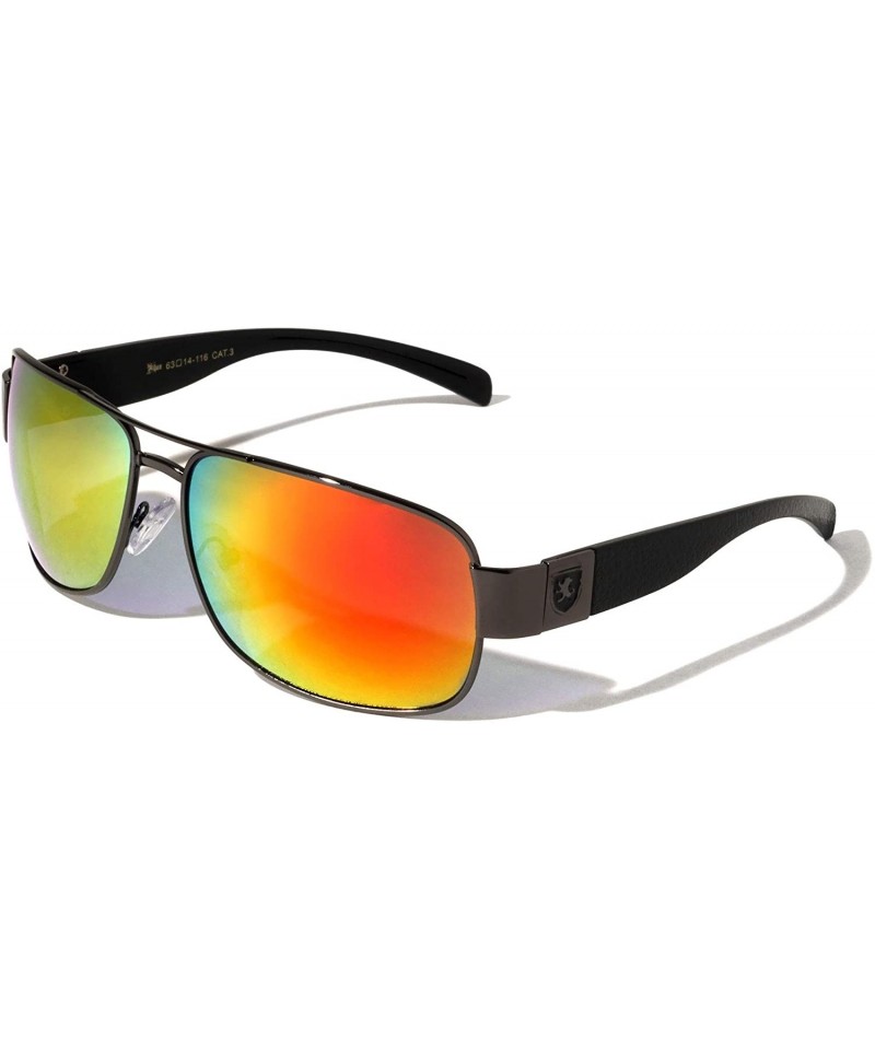 Square Color Mirror Curved Square Aviator Sunglasses - Red Black - C7199C4H3AK $14.68