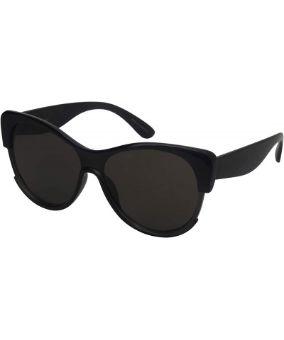 Shield Mono Shield Cateye Sunglasses for Women One-piece Flat Lens 55702TT-FLFM - CP18I54TKH9 $13.49
