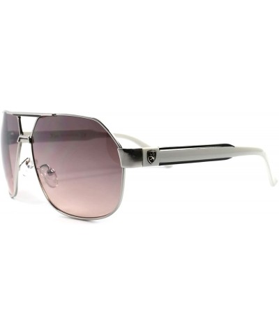 Aviator High-End Modern Designer Mens Womens Military Air Force Style Square Sunglasses - Silver / Red - CX189ALZEI9 $13.69