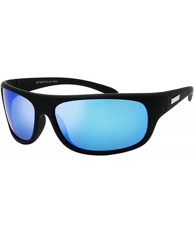 Oversized Sports Line Light Weight Polarized Reflective Lens Speed Chaser Sunglasses - Blue - CT18YY2RIWX $22.34
