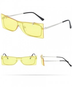 Oversized Flip Cover Sunglasses - Vintage Oversize Square Glasses with Metal Frame Retro Sun Glasses Flat Lens - F - CM196NAW...