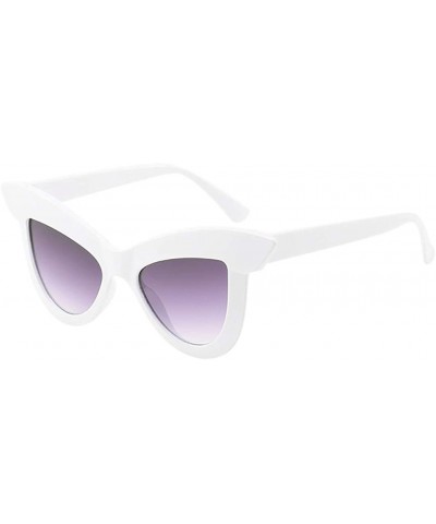 Oversized Classic Oversized Vintage Cat Eye Sunglasses Retro Eyewear Fashion Ladies Square Glasses UV Resistance - White - CO...