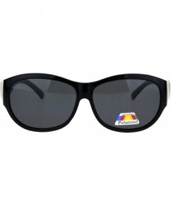 Oval Polarized Lens Fit Over Sunglasses Womens Oval Oversized Designer Style - Black - CB18IHN57M8 $13.73