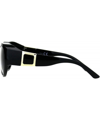 Oval Polarized Lens Fit Over Sunglasses Womens Oval Oversized Designer Style - Black - CB18IHN57M8 $13.73
