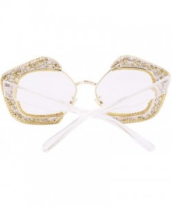 Square Round Vintage Sunglasses Rhinestone Decoration Sun Glasses for Women - Y-24 - CZ198W6H5L6 $13.35