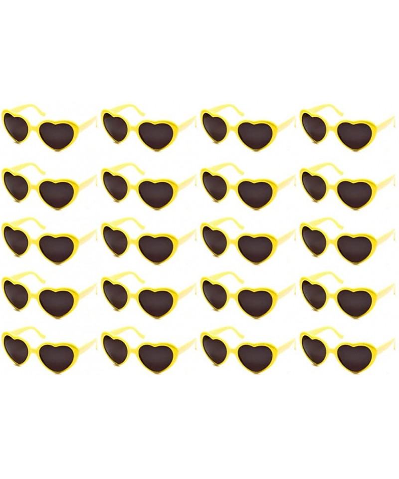 Oversized 10 Packs Neon Colors Wholesale Heart Sunglasses - 20 Packs Yellow - CS18G0K4WRQ $33.45