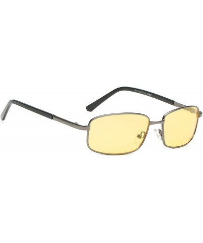 Rectangular Retro Vintage Metal Rectangular Flat Lens UV Protection Fashion Sunglasses for Men and Women - Yellow - CF18IZ0Z8...