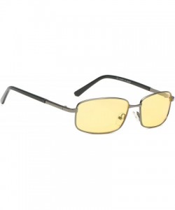Rectangular Retro Vintage Metal Rectangular Flat Lens UV Protection Fashion Sunglasses for Men and Women - Yellow - CF18IZ0Z8...