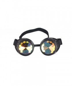 Wrap Kaleidoscope Steampunk Rave Glasses Goggles with Rainbow Crystal Glass Lens - Black - C212N13ZT15 $11.90