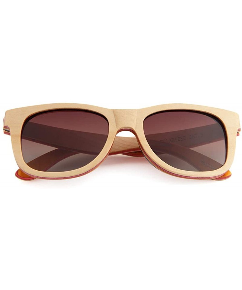 Oval Real Wood Polarized Sunglasses - Kickflip Natural Wanderer With Smoke Grey Lenses - CG1949369ZQ $39.28