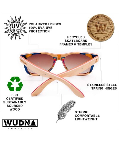 Oval Real Wood Polarized Sunglasses - Kickflip Natural Wanderer With Smoke Grey Lenses - CG1949369ZQ $39.28