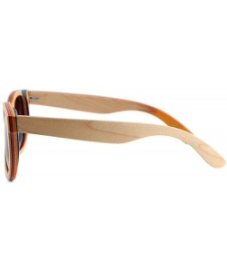 Oval Real Wood Polarized Sunglasses - Kickflip Natural Wanderer With Smoke Grey Lenses - CG1949369ZQ $39.28