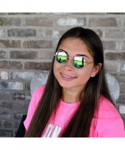 Goggle Set of 3 Pairs Round Retro Vintage Circle Sunglasses Colored Metal Frame Small model 43 mm - CV184Y4EOCL $21.37