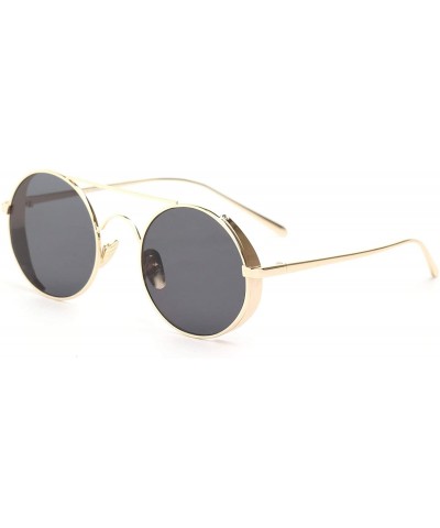 Round Round Retro Fashion Sunglasses - Black - CQ18WTI8742 $24.44