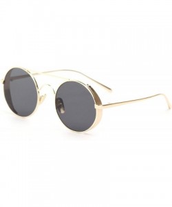 Round Round Retro Fashion Sunglasses - Black - CQ18WTI8742 $24.44