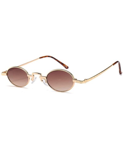 Rimless Unisex Vintage Oval Glasses Small Metal Frames Sunglasses UV400 - Glod Brown - CO18NO0ZLT6 $8.51