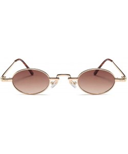 Rimless Unisex Vintage Oval Glasses Small Metal Frames Sunglasses UV400 - Glod Brown - CO18NO0ZLT6 $8.51