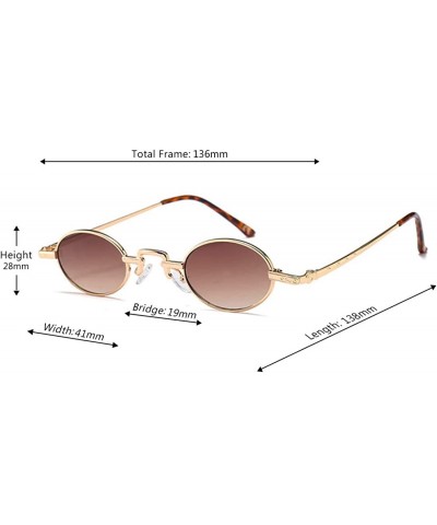 Rimless Unisex Vintage Oval Glasses Small Metal Frames Sunglasses UV400 - Glod Brown - CO18NO0ZLT6 $8.51