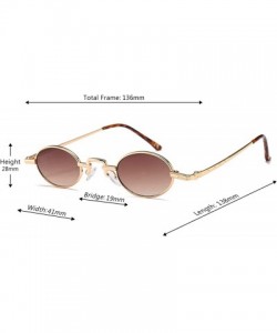 Rimless Unisex Vintage Oval Glasses Small Metal Frames Sunglasses UV400 - Glod Brown - CO18NO0ZLT6 $8.51