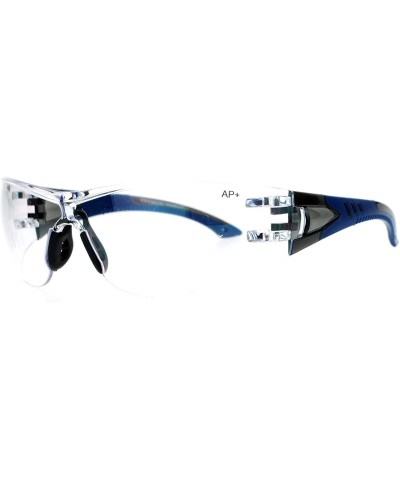 Wrap Shatter Proof AP+S Mens Safety Glasses - Clear Blue - CK120QNBR63 $21.83