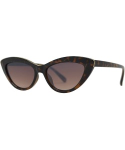 Cat Eye Retro Vintage Small Super Cat Eye Sunglasses for Women with Flat Lens - Tortoise + Brown - CZ195D8RWQN $14.74