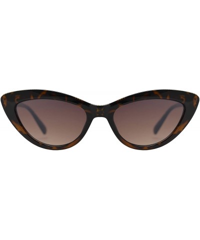 Cat Eye Retro Vintage Small Super Cat Eye Sunglasses for Women with Flat Lens - Tortoise + Brown - CZ195D8RWQN $14.74