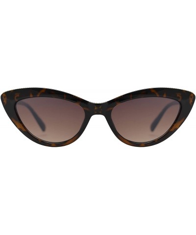 Cat Eye Retro Vintage Small Super Cat Eye Sunglasses for Women with Flat Lens - Tortoise + Brown - CZ195D8RWQN $14.74