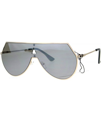 Aviator Futuristic Fashion Sunglasses Unisex Shield Aviator Metal Frame UV 400 - Gold (Gray Mirror) - C818674RGOZ $20.44