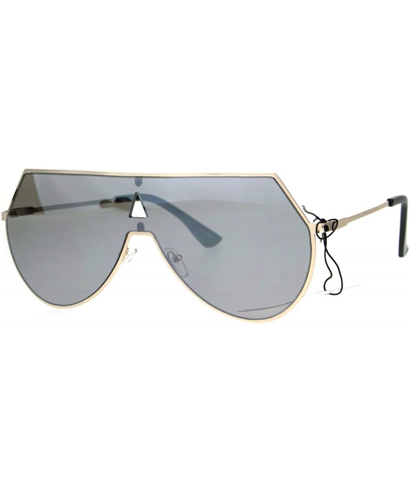 Aviator Futuristic Fashion Sunglasses Unisex Shield Aviator Metal Frame UV 400 - Gold (Gray Mirror) - C818674RGOZ $13.28