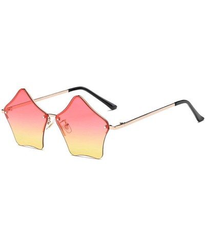 Oversized Super Cute Star Shape Rimless Sunglasses Metal Frame Transparent Candy Color Eyewear - Gold-red - CA188HRYY6U $10.29
