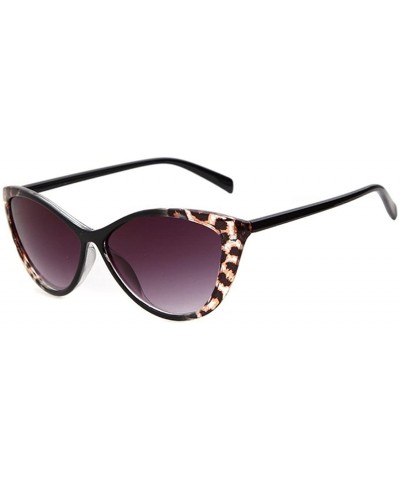 Cat Eye Women's STY-K211 Full Frame Leopard Detail Side Cateye Sunglasses - Black - CJ12G5T349Z $10.93