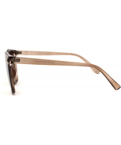 Rectangular Mens Hipster Inset Lens Large Horn Rim Retro Plastic Sunglasses - Beige Brown - CU196EGNZXA $13.12