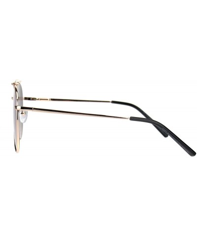 Aviator Color Reflective Mirror Flat Top Wire Bridge Officer Style Sunglasses - Gold Teal - CK18KK2ZL83 $8.12