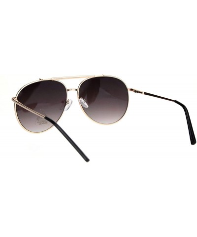 Aviator Color Reflective Mirror Flat Top Wire Bridge Officer Style Sunglasses - Gold Teal - CK18KK2ZL83 $8.12