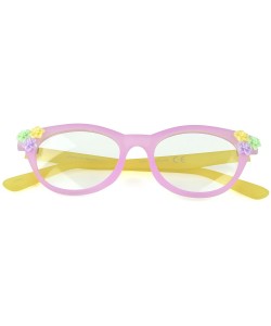 Oval Trendy Women's Fashion Retro Cat Eye Sunglasses - Assorted Colors - Yellow-pink - CF129KB5TON $8.22