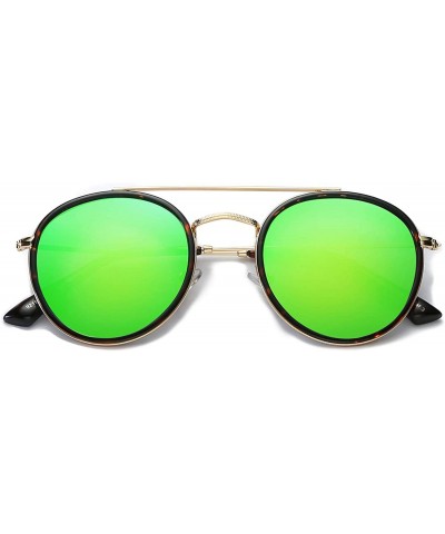 Aviator Small Round Double Bridge Sunglasses For Women Men Polarized 100% UV Protection - C918XT56ZR3 $29.02