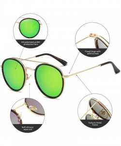 Aviator Small Round Double Bridge Sunglasses For Women Men Polarized 100% UV Protection - C918XT56ZR3 $13.37